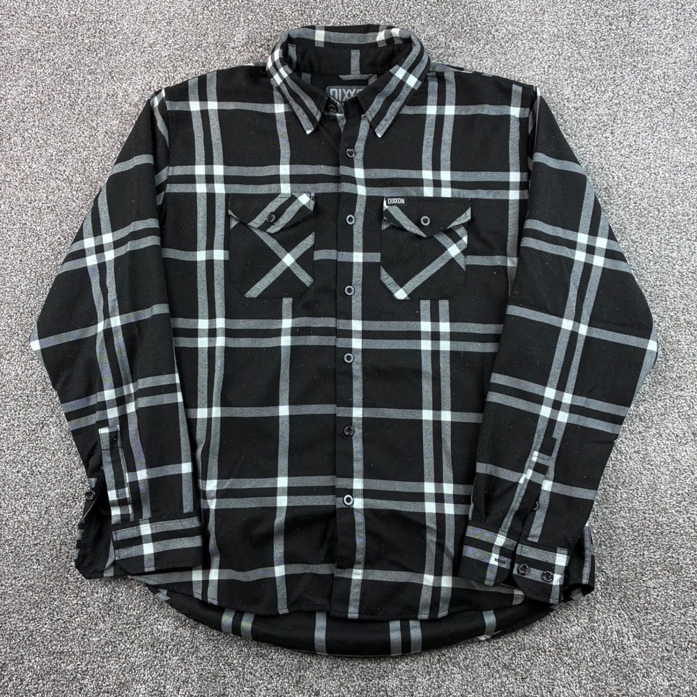 Dixxon Flannel Company The Decade Shirt Mens XL Black White Plaid D-Tech